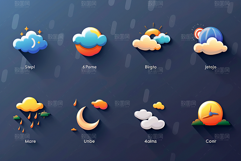 天气图标高清天气预报素材