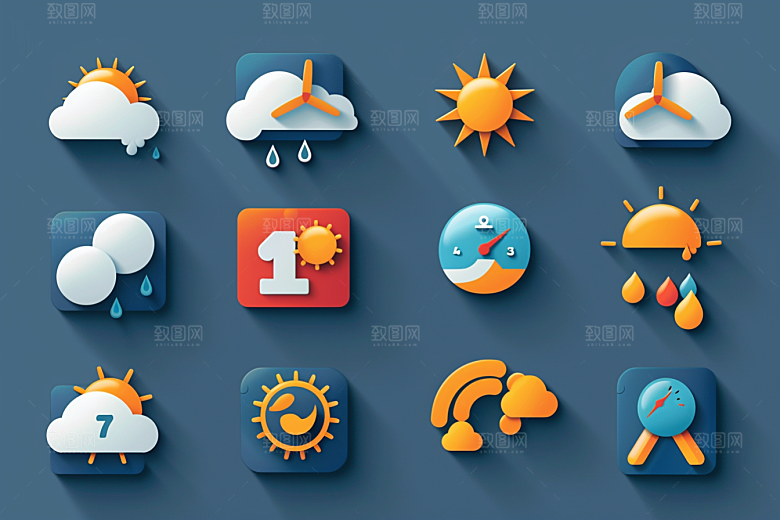 天气图标图形彩色素材