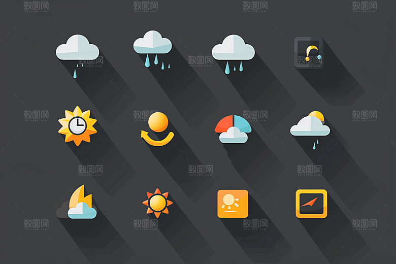 天气图标天气预报简约素材