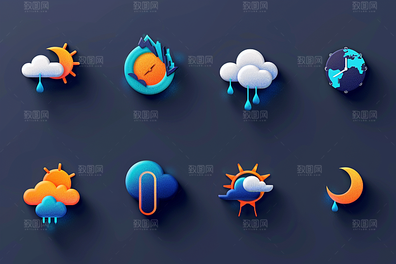 天气图标彩色图形素材