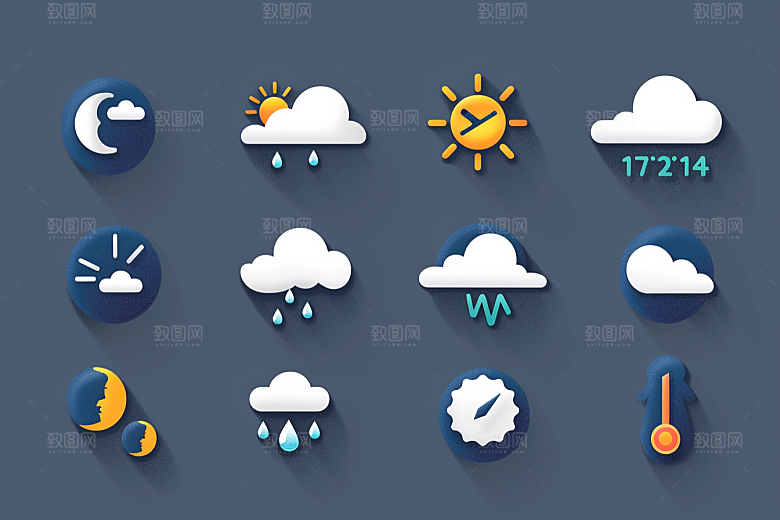 天气图标彩色晴雨表素材
