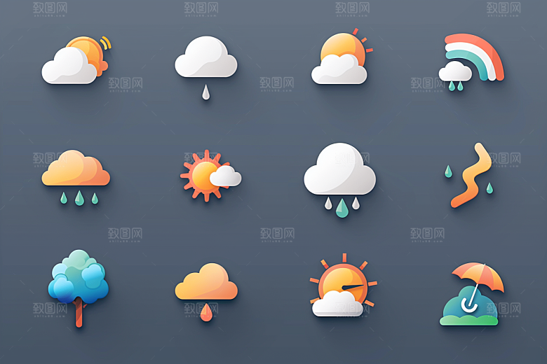 天气图标质感晴雨表素材