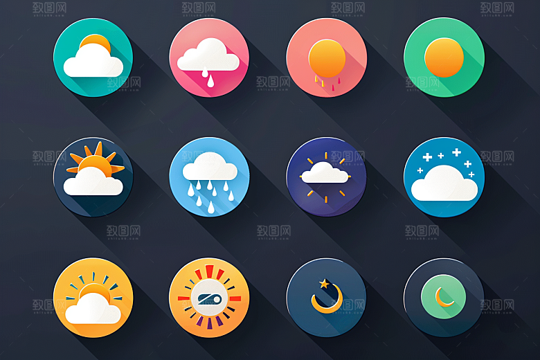 天气图标质感天气预报素材