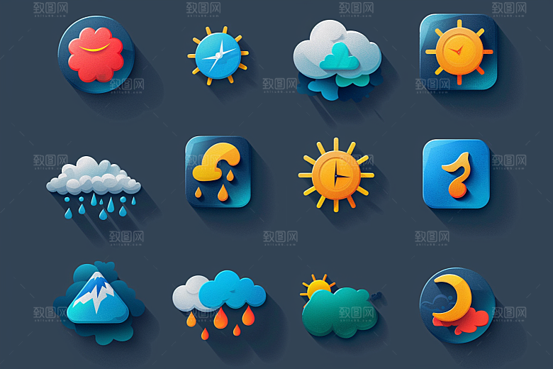 天气图标UI界面素材