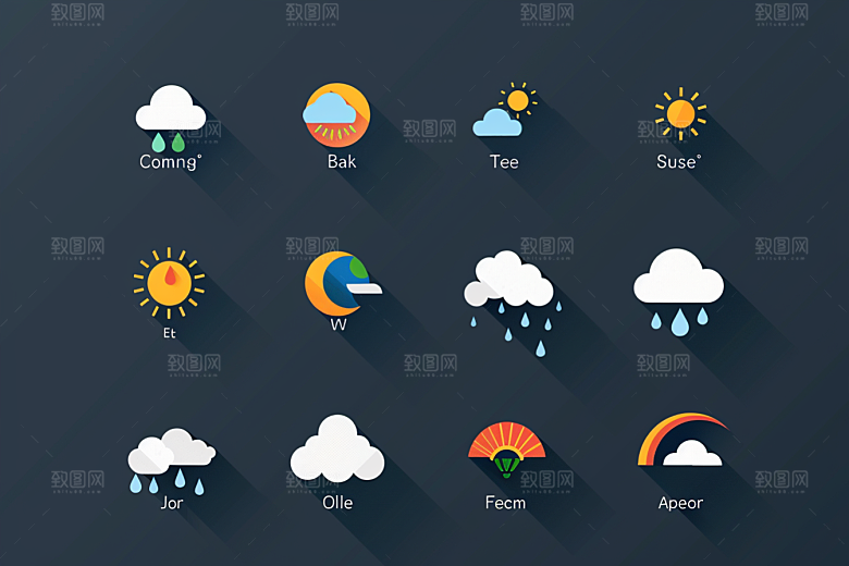 天气图标彩色图形素材