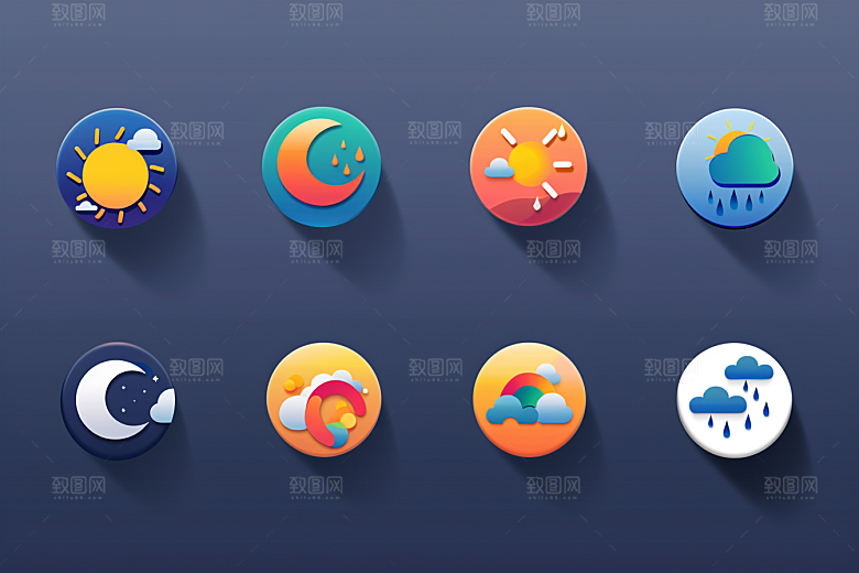 天气图标质感UI素材