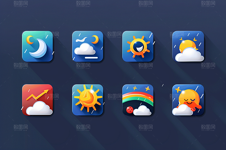 天气图标彩色UI素材