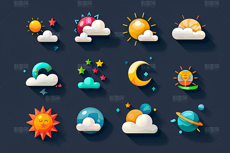 天气图标质感天气预报素材