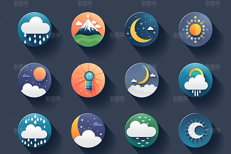 天气图标晴雨表界面素材