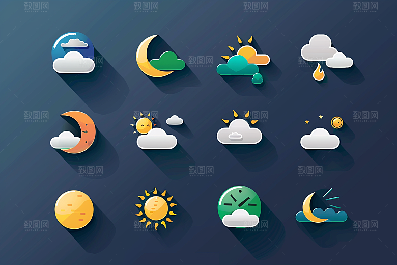 天气图标晴雨表天气预报素材