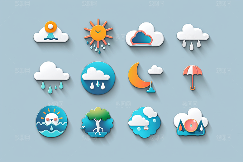 天气图标图形晴雨表素材