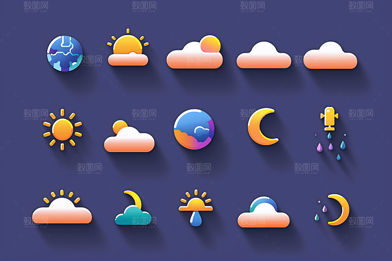 天气图标晴雨表质感素材
