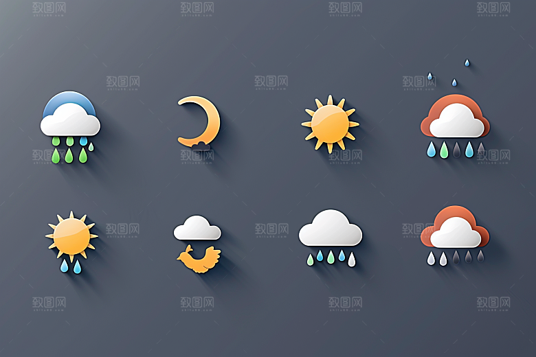 天气图标晴雨表图形素材