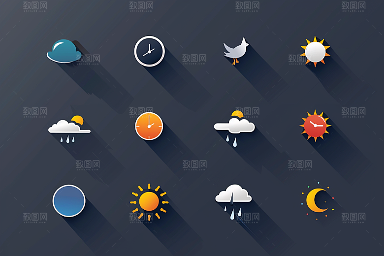 天气图标质感界面素材
