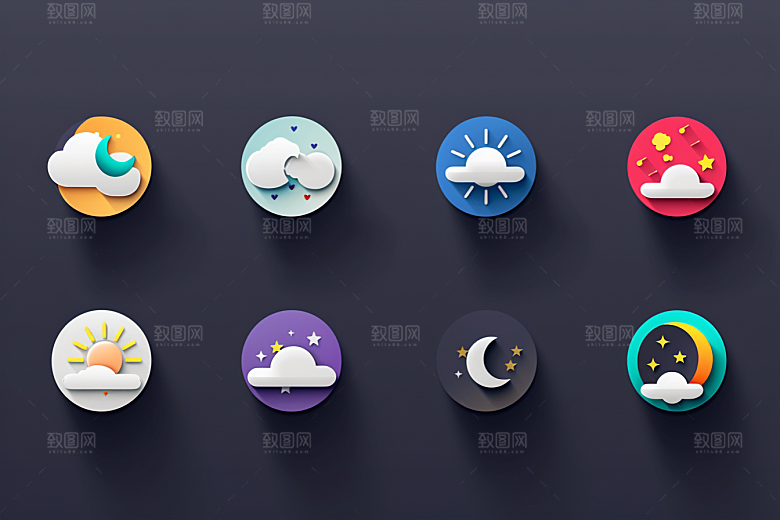天气图标质感简约素材