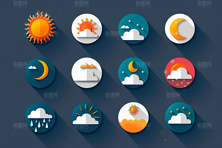 天气图标简约界面素材
