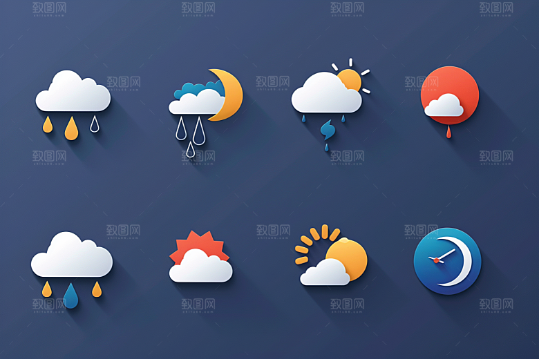 天气图标简约UI素材