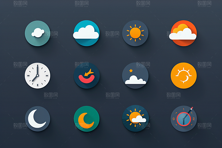 天气图标界面简约素材