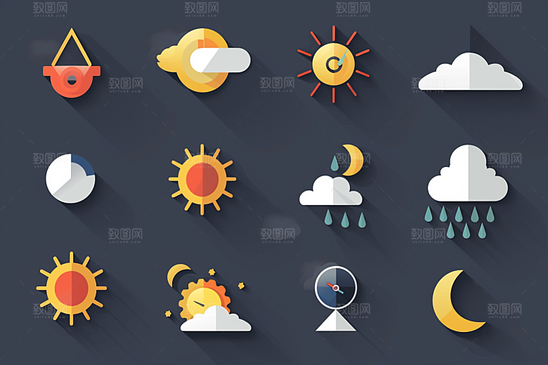 天气图标简约设计感素材