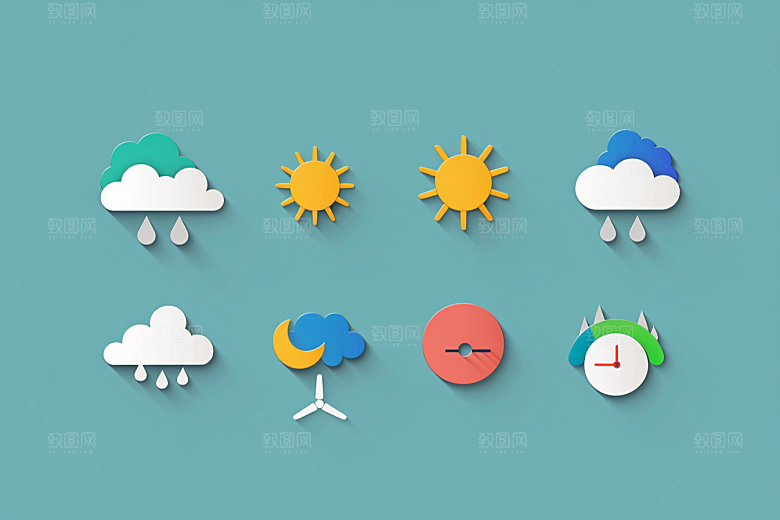 天气图标彩色质感素材