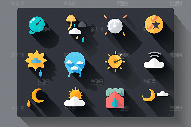天气图标彩色图形素材
