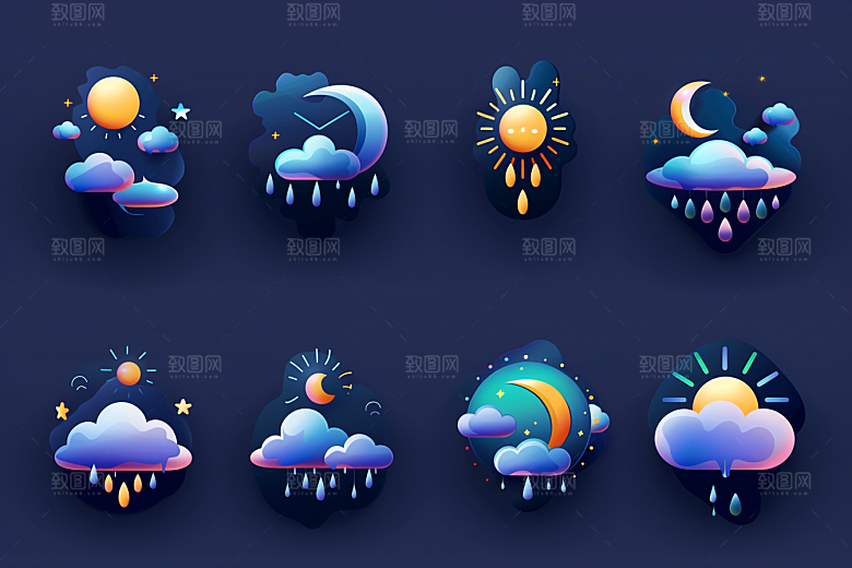 天气图标设计感彩色素材