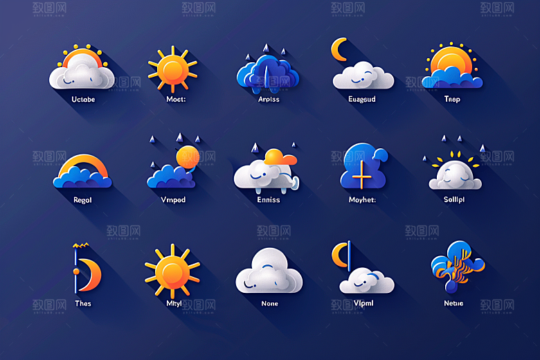 天气图标简约质感素材