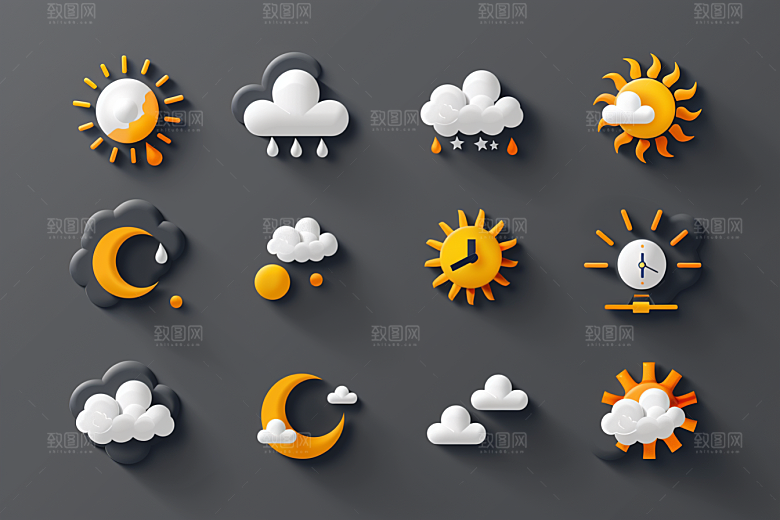 天气图标图形质感素材