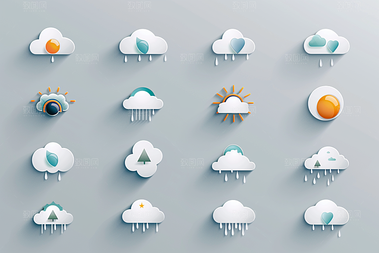 天气图标彩色晴雨表素材
