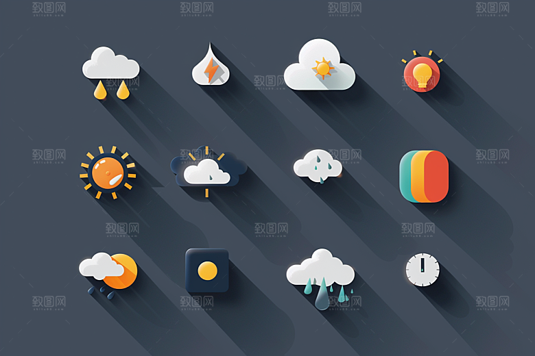 天气图标简约UI素材