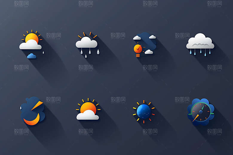 天气图标UI质感素材