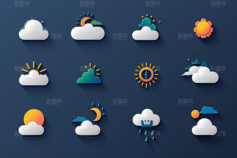 天气图标设计感天气预报素材