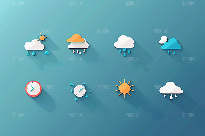 天气图标晴雨表彩色素材