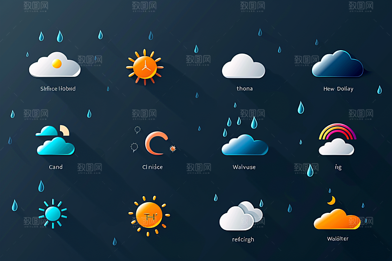 天气图标UI质感素材