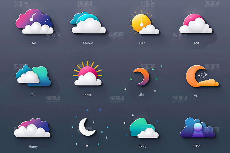 天气图标天气预报界面素材