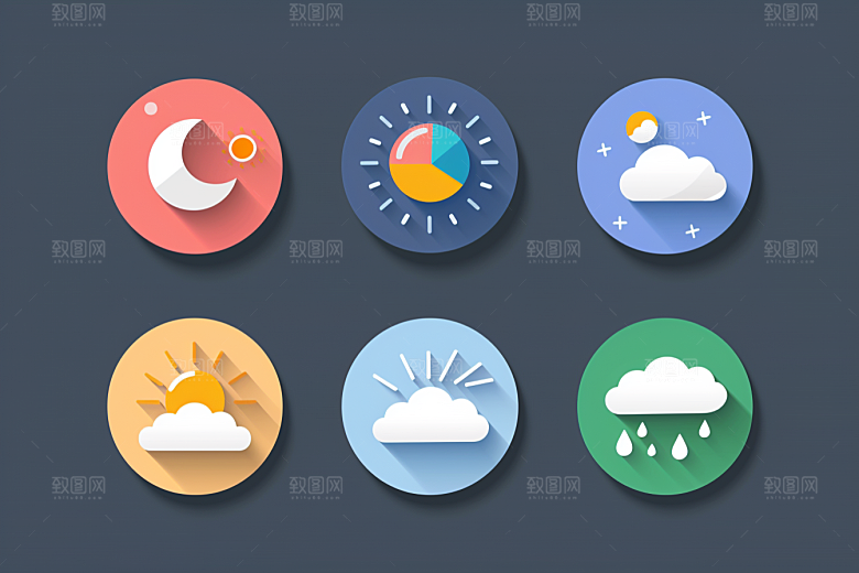 天气图标质感天气预报素材