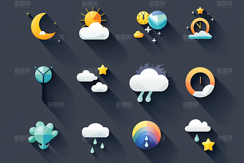 天气图标天气预报图形素材