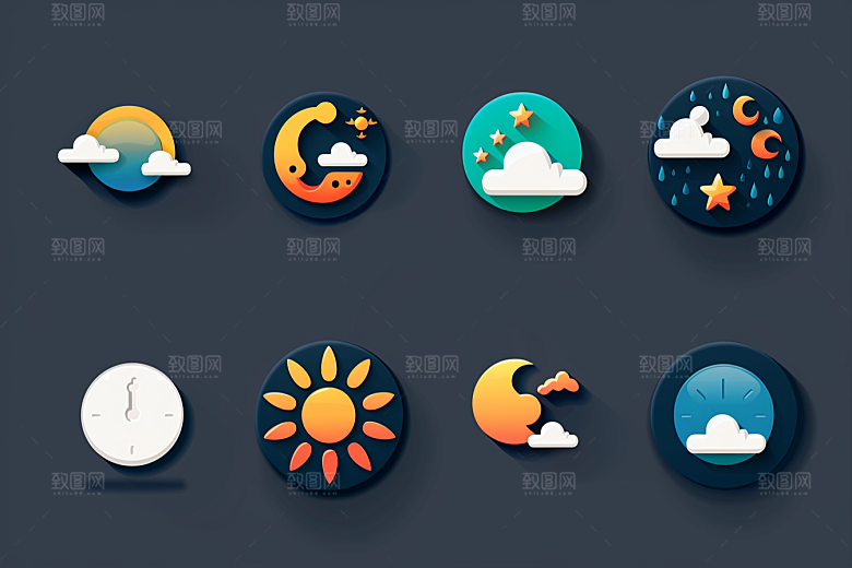 天气图标简约设计感素材
