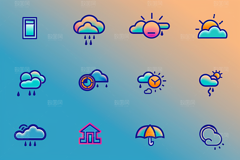 天气图标界面UI素材