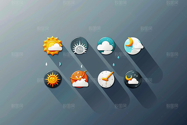 天气图标彩色界面素材