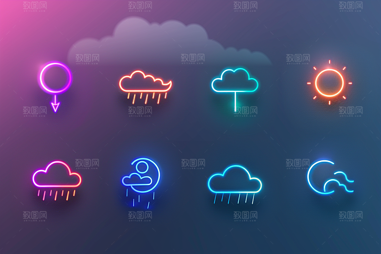 天气图标简约UI素材
