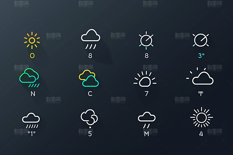 天气图标设计感界面素材