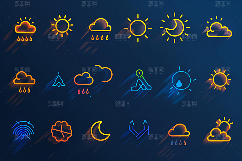天气图标天气预报图形素材