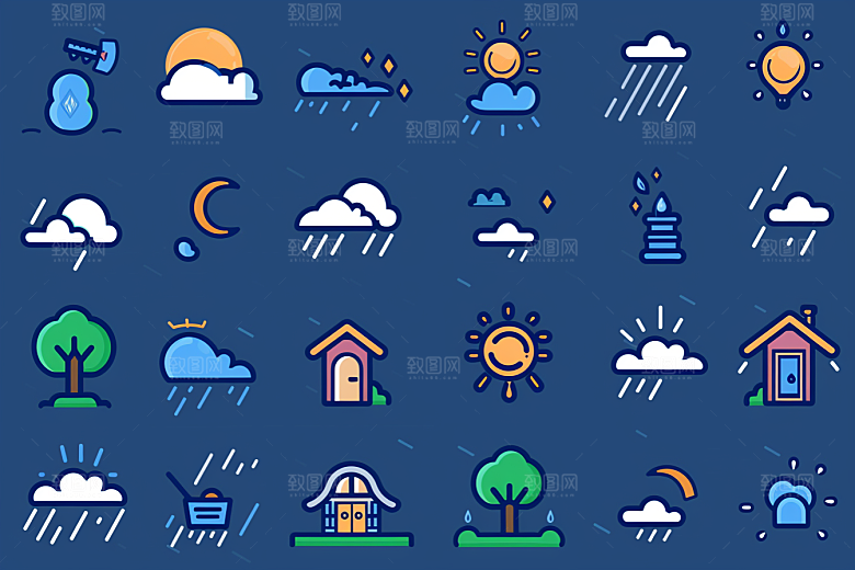 天气图标高清简约素材