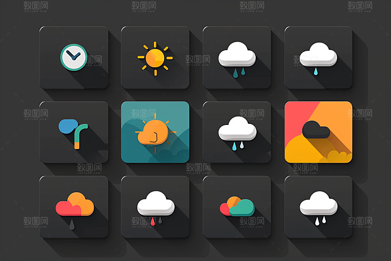 天气图标彩色UI素材