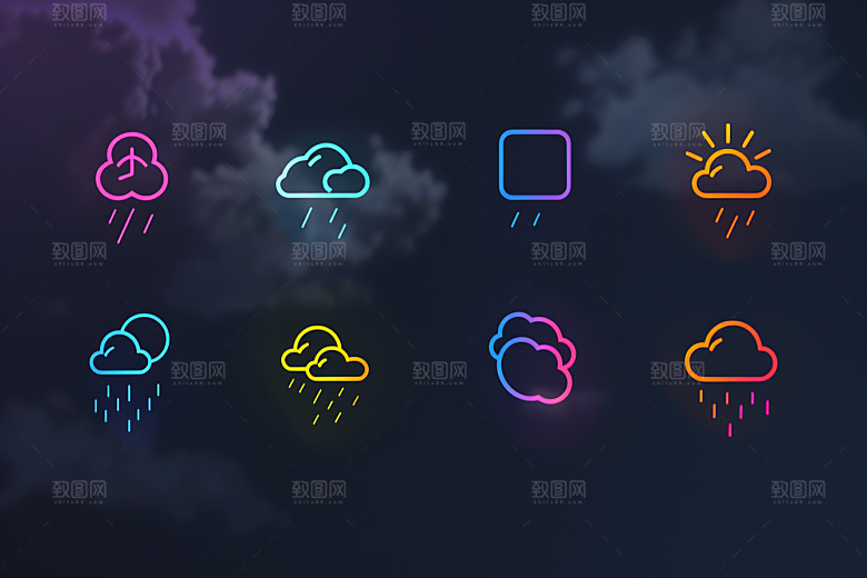 天气图标UI质感素材