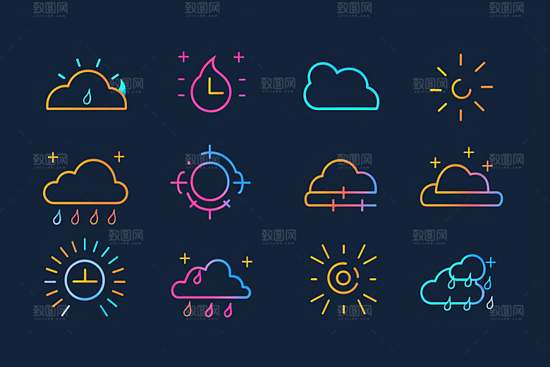 天气图标彩色UI素材