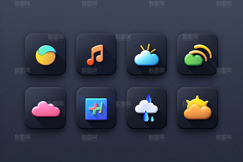 天气图标简约彩色素材