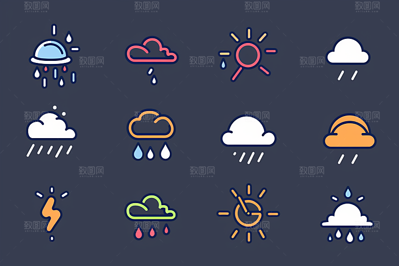 天气图标彩色晴雨表素材