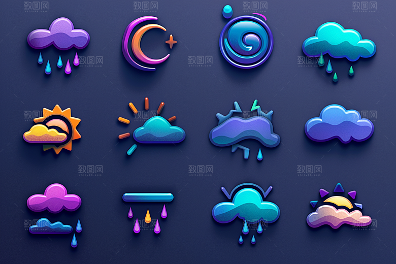 天气图标晴雨表UI素材